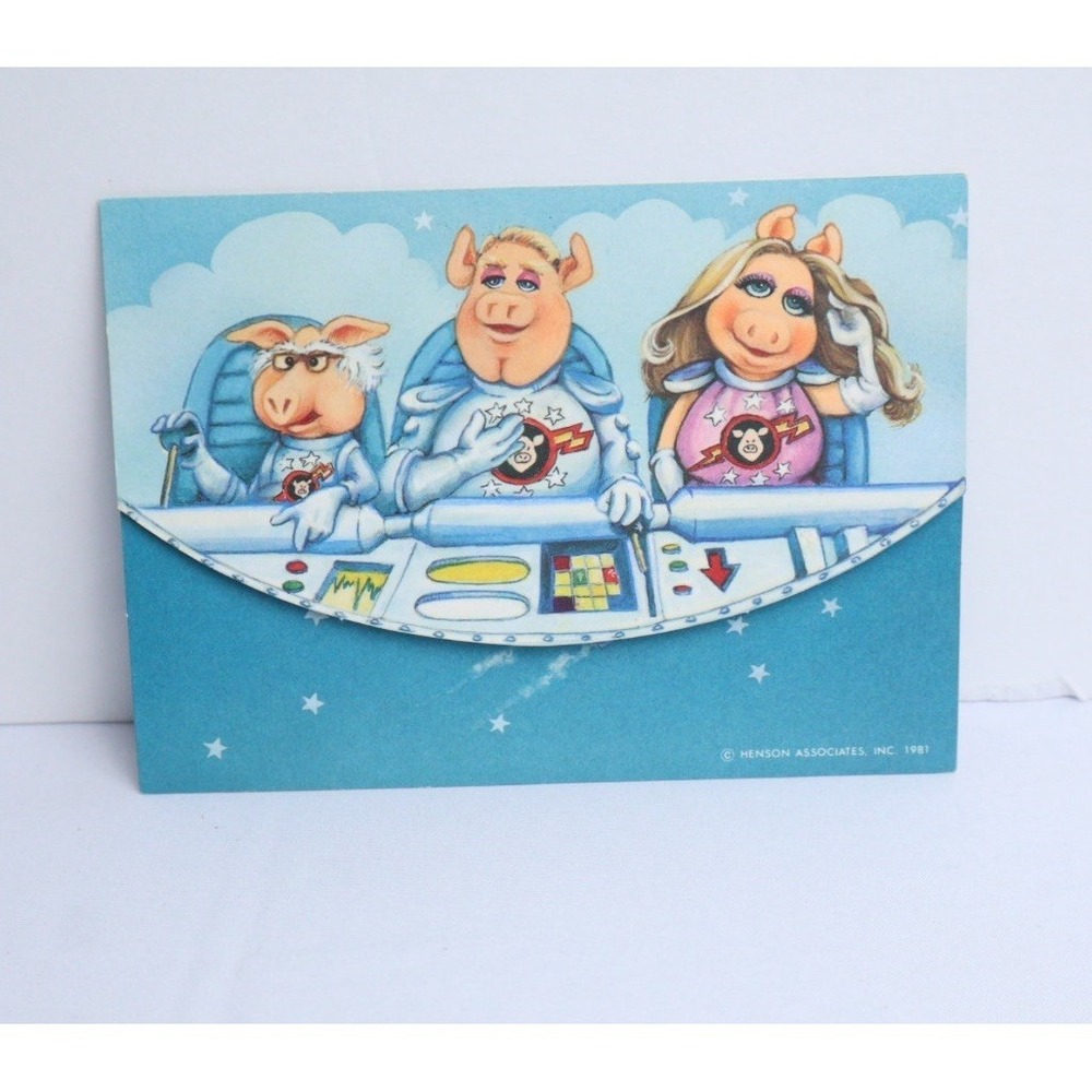 VTG Miss Piggy Hallmark  Folding Card Postcards (5) Henson Muppets 1981 NOS